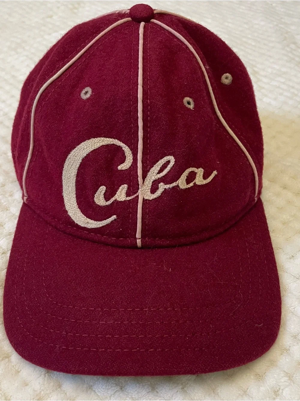 Goorin Bros Maroon Baseball Cap with Cream 'Cuba' Embroidery one size